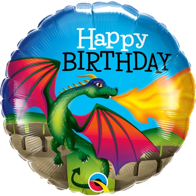 Ballon  Plat Dragon Mythique Happy Birthday 