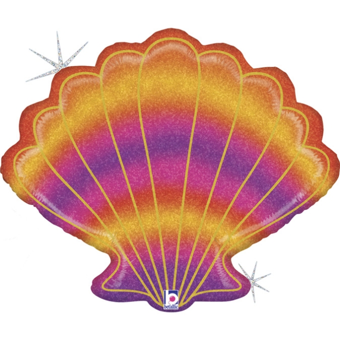 Ballon Géant Coquillage Holographique Glitter - 76 cm 