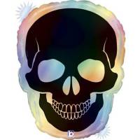 Ballon Gant Tte de Mort Rainbow Holographique - 69 cm