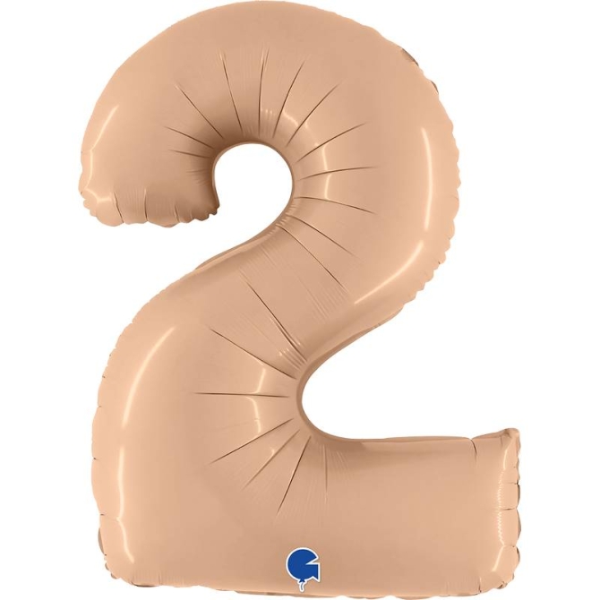 Ballon Gant Chiffre 2 Satin Nude (102 cm) 