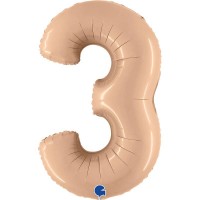 Ballon Gant Chiffre 3 Satin Nude (102 cm)