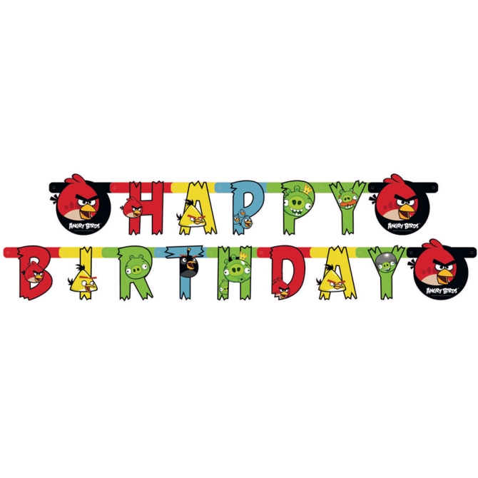 Guirlande lettres Happy Birthday Angry Birds 