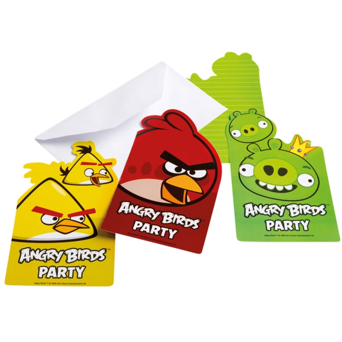 6 Invitations Angry Birds 