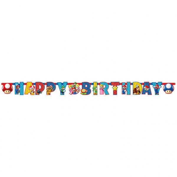 Guirlande Happy Birthday Mario Party (1, 90 m) 
