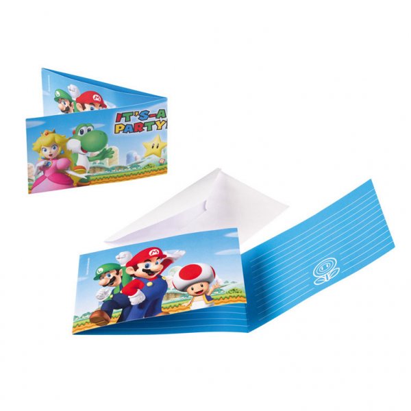 8 Invitations Mario Party 