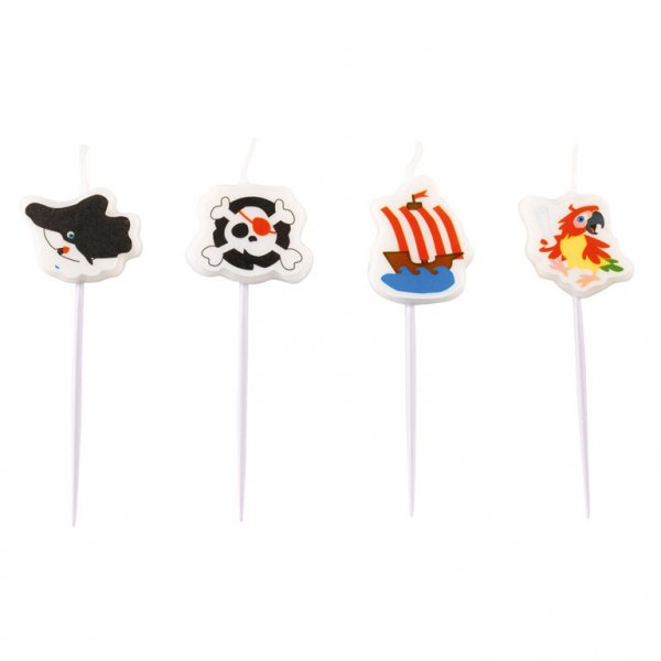 4 Petites Bougies Pirate et ses amis (7 cm) 