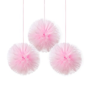 3 Boules Dco Ballerine (30 cm) - Tulle Rose