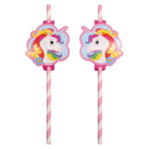 8 Pailles Licorne Rainbow