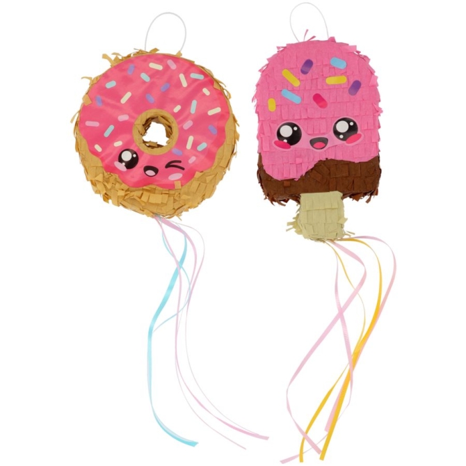 2 Mini-Pull Pinatas Donut & Glace – Kawaii Party