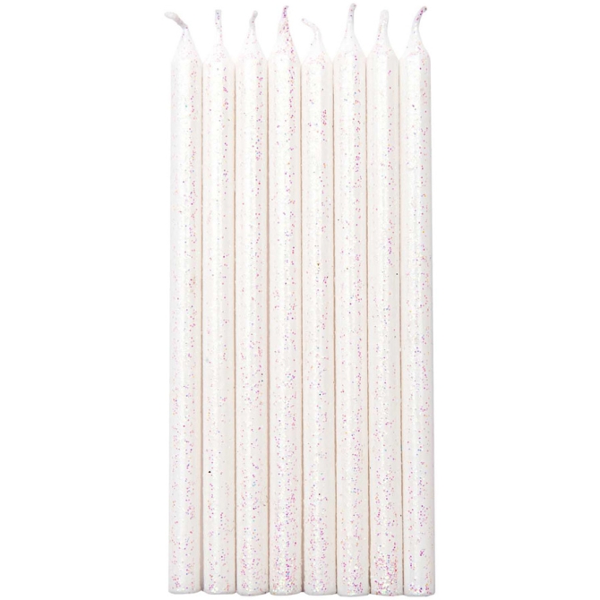 16 Bougies Elgance (12 cm) - Blanc Scintillant 