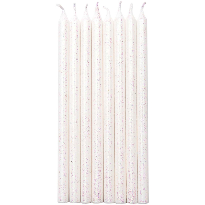 16 Bougies Elgance (12 cm) - Blanc Scintillant 