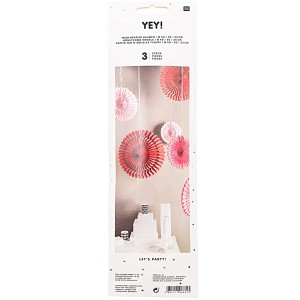 3 Eventails Elgance - Harmonie Rouge/Rose