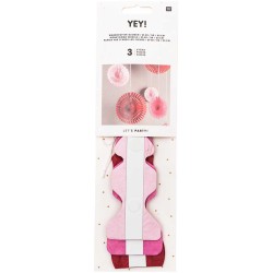 3 Eventails Elgance - Harmonie Rouge / Rose. n1