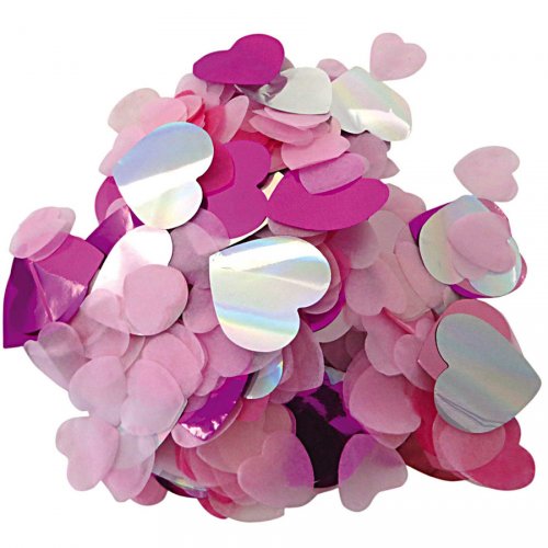 Confettis Mix Coeurs - Rose/Fuschia/Iridescent 