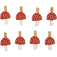 8 Pinces Champignons- Bois