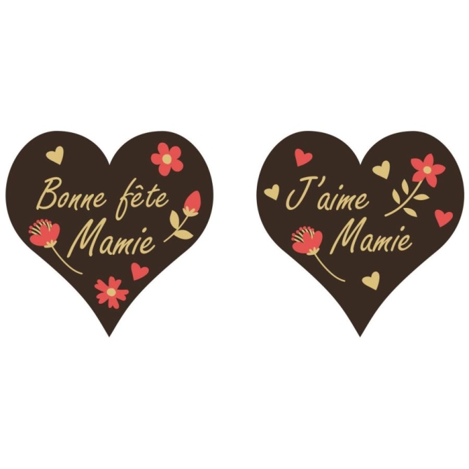 1 Coeur Bonne Fte Mamie 1 Cur J aime Mamie - Chocolat Noir 
