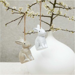 1 Lapin  Suspendre en Bois (10 cm) - Nature. n2