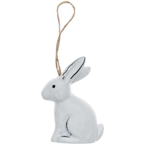 1 Lapin  Suspendre en Bois (10 cm) - Blanc