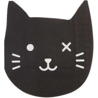 20 Serviettes Chat Noir