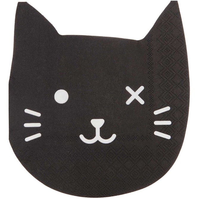 20 Serviettes Chat Noir 