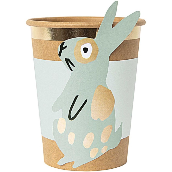 8 Décorations pour Gobelets Lapin - Vert Menthe 