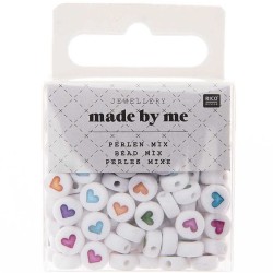 165 Perles Coeurs /  Ronds / Multicolore. n°1