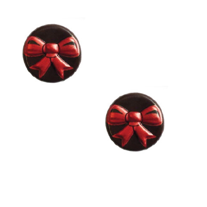2 Minis Disques Noeud Rouge Relief - Chocolat Noir 