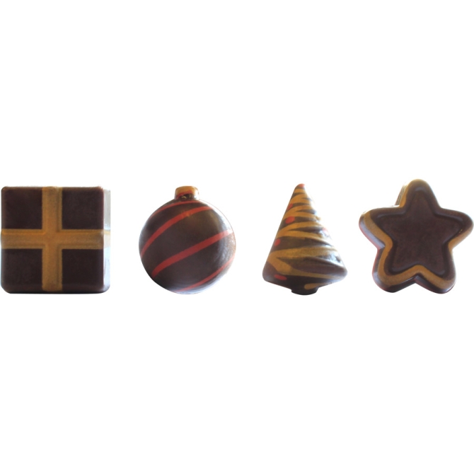 4 Figurines Nol 3D - Chocolat Noir 