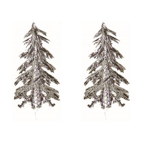 2 Pics Sapins Argent (5,5 cm) - Plastique