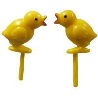 2 Mini Pics Poussins Chanteurs (2 cm) - Plastique