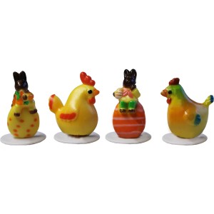 4 Pics Lapins/Poules (3 cm) - Plastique