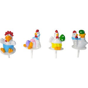 4 Pics Poules (3,5 cm) - Plastique