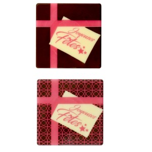 2 Embouts pour Bchettes Carr Cadeau Joyeuses Ftes - Chocolat
