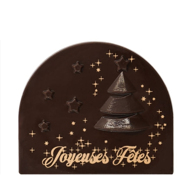 2 Embouts de Bche Sapin Relief Joyeuses Ftes Or - Chocolat 