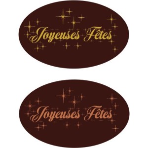 2 Plaquettes Ovales Joyeuses Ftes Scintillant Or/Bronze - Chocolat
