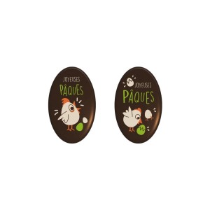 2 Plaquettes Ovales Poule Joyeuses Pâques  - Chocolat