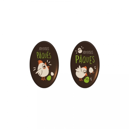 2 Plaquettes Ovales Poule Joyeuses Pques  - Chocolat 