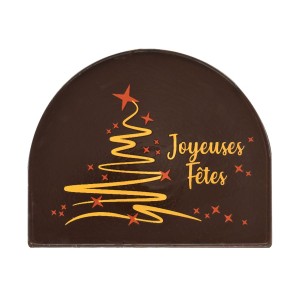 2 Embouts de Bûche Joyeuses Fêtes Sapin Etoilés (8 cm)  - Chocolat Noir