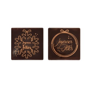 2 Carrs Joyeuses Ftes Flocon + Boule de Neige (5 cm) - Chocolat Noir