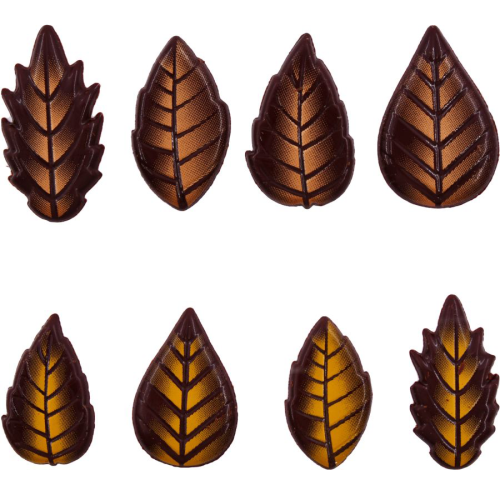 8 Feuilles d Automne Cuivre/Or (5 cm) - Chocolat Noir 
