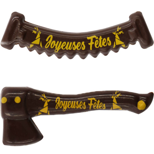 1 Scie + 1 Hache Joyeuses Ftes (6,3 cm) - Chocolat Noir 