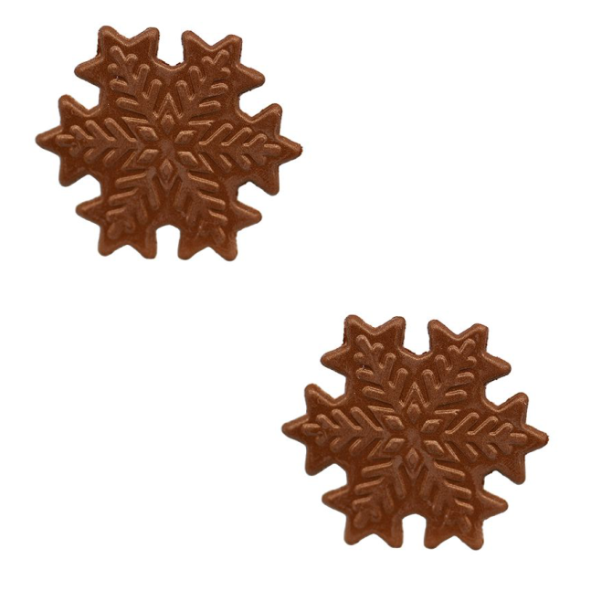 2 Flocons Bronze (4, 6 cm) - Chocolat Blanc 
