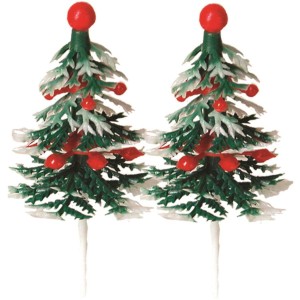 2 Pics Sapins + Boules (5 cm) - Plastique