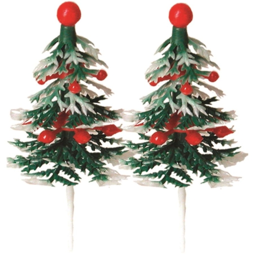 2 Pics Sapins + Boules (5 cm) - Plastique 