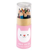 12 Crayons de Couleurs + Taille Crayon Cookie Le Chat