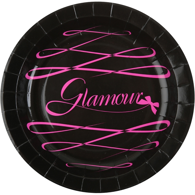 10 Assiettes Glamour Noir 