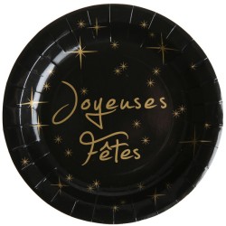 10 Assiettes Joyeuses Ftes Noir et Or. n1