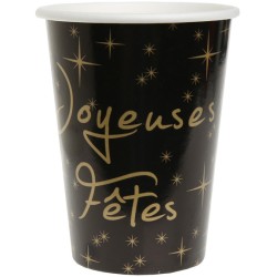 10 Gobelets Joyeuses Ftes Noir et Or. n1