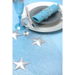 Chemin de Table Fibres et Paillettes Argent. n1