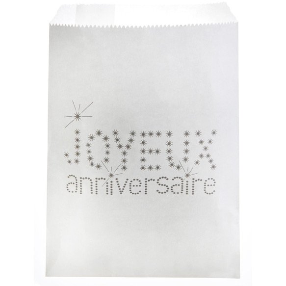 24 Pochettes Papier Joyeux Anniversaire (18 cm) - Blanc 